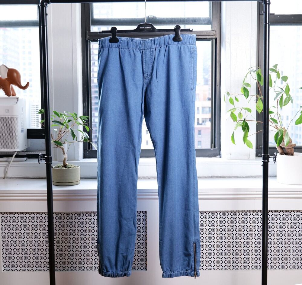 Gucci Blue Logo Drawstring Denim Jeans (Size 48)